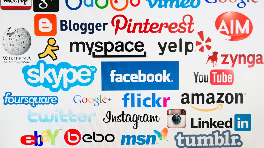 Logos verschiedener Anbieter von Social Media: