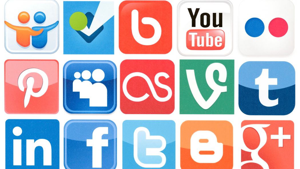 Logos verschiedener Anbieter von Social Media: