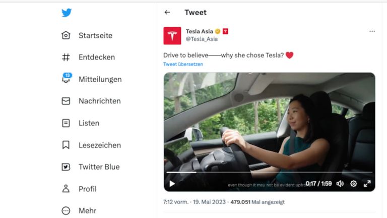 Tesla-Werbung bei Twitter