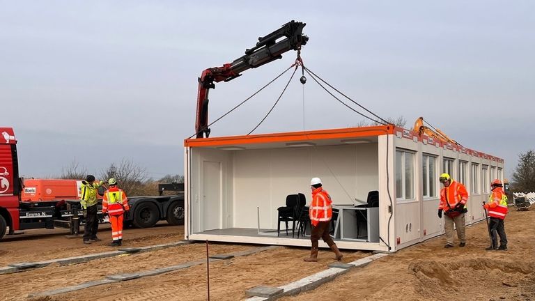 Northvolt-Bürocontainer in Heide